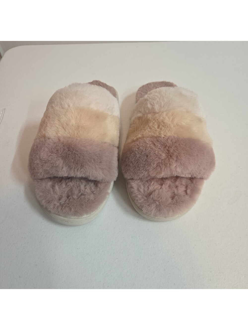 women's plush, open-toe slide slippers by Skechers size 9